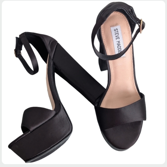 Steve Madden Platform Sandals Black Satin Size 9  Revolve - Picture 13 of 15